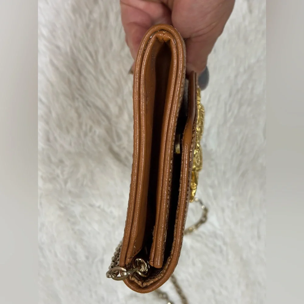 Elegant Brown Bee Embellished Clutch